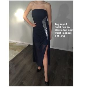 Strapless Navy Formal Dress